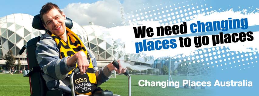 Changing Places Victoria Facebook page graphic, supporting the campaign for accessible adult sized change facilities