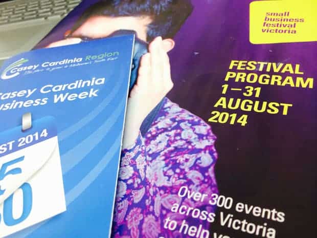 The printed Small Business Festival 2014 program listing the Casey Cardinia region sessions