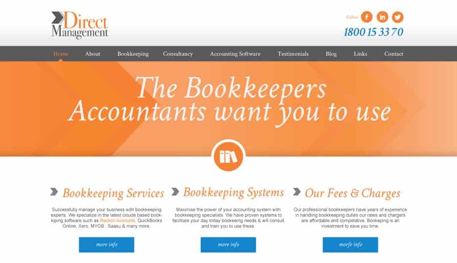 Direct Management website desktop homepage