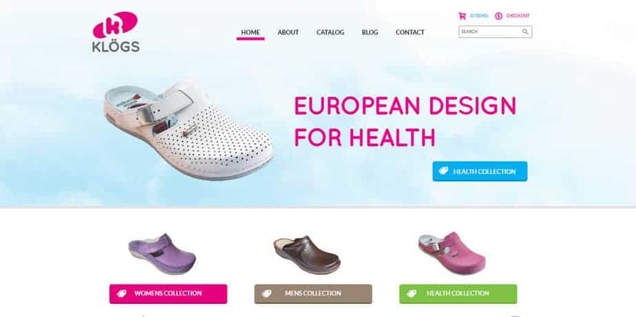 Klogs of Leon ecommerce website desktop homepage