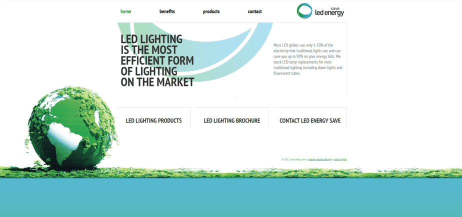 LED Energy Save website desktop homepage
