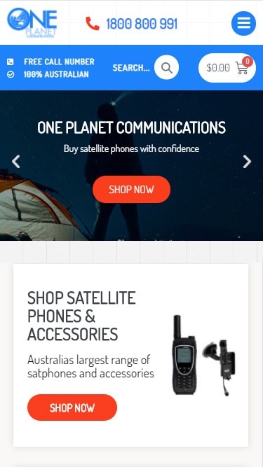 One Planet Communications ecommerce website mobile product browsing screen