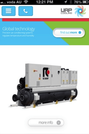UAP Cooling website mobile product page