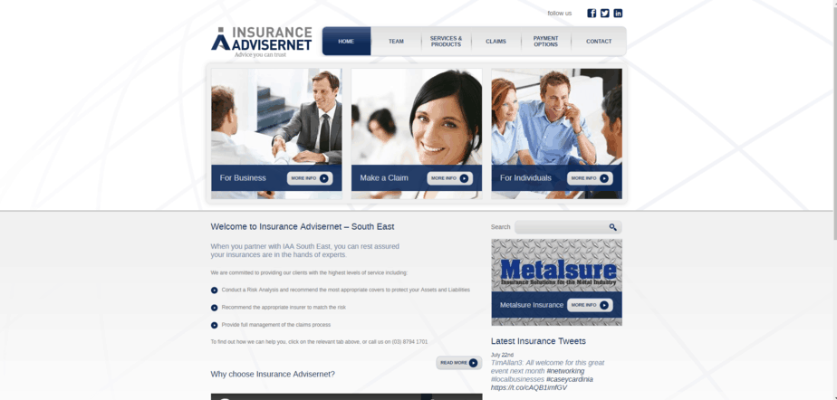 Insurance Advisernet Australia South East desktop